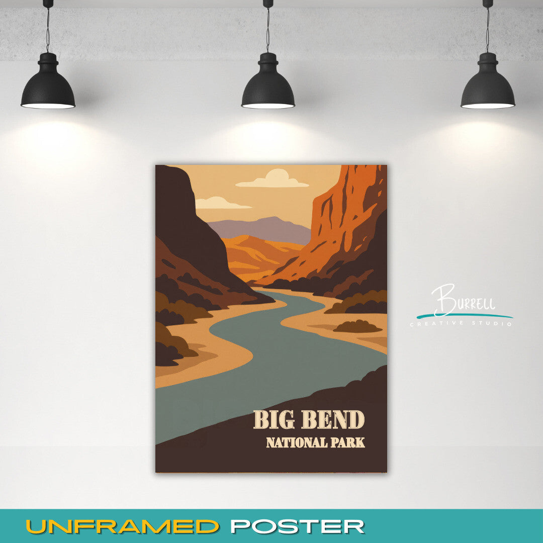 Big Bend National Park Texas River View Travel Posters & Wall Art Poster Print