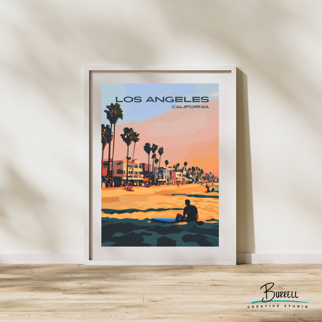 Los Angeles California Venice Beach Travel Poster & Wall Art Poster Print