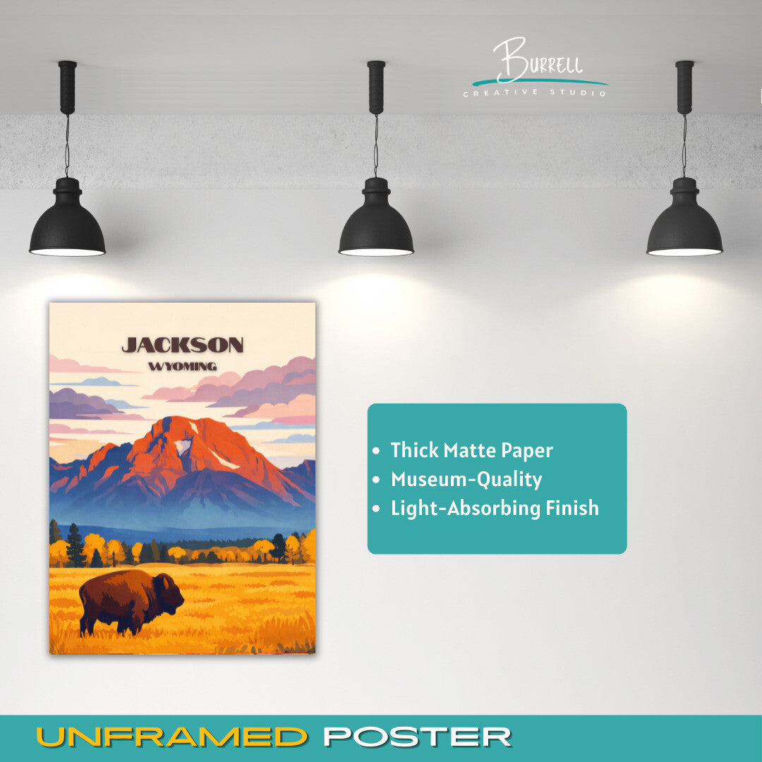 Jackson Wyoming Mount Moran Scenery Travel Posters & Wall Art Poster Print