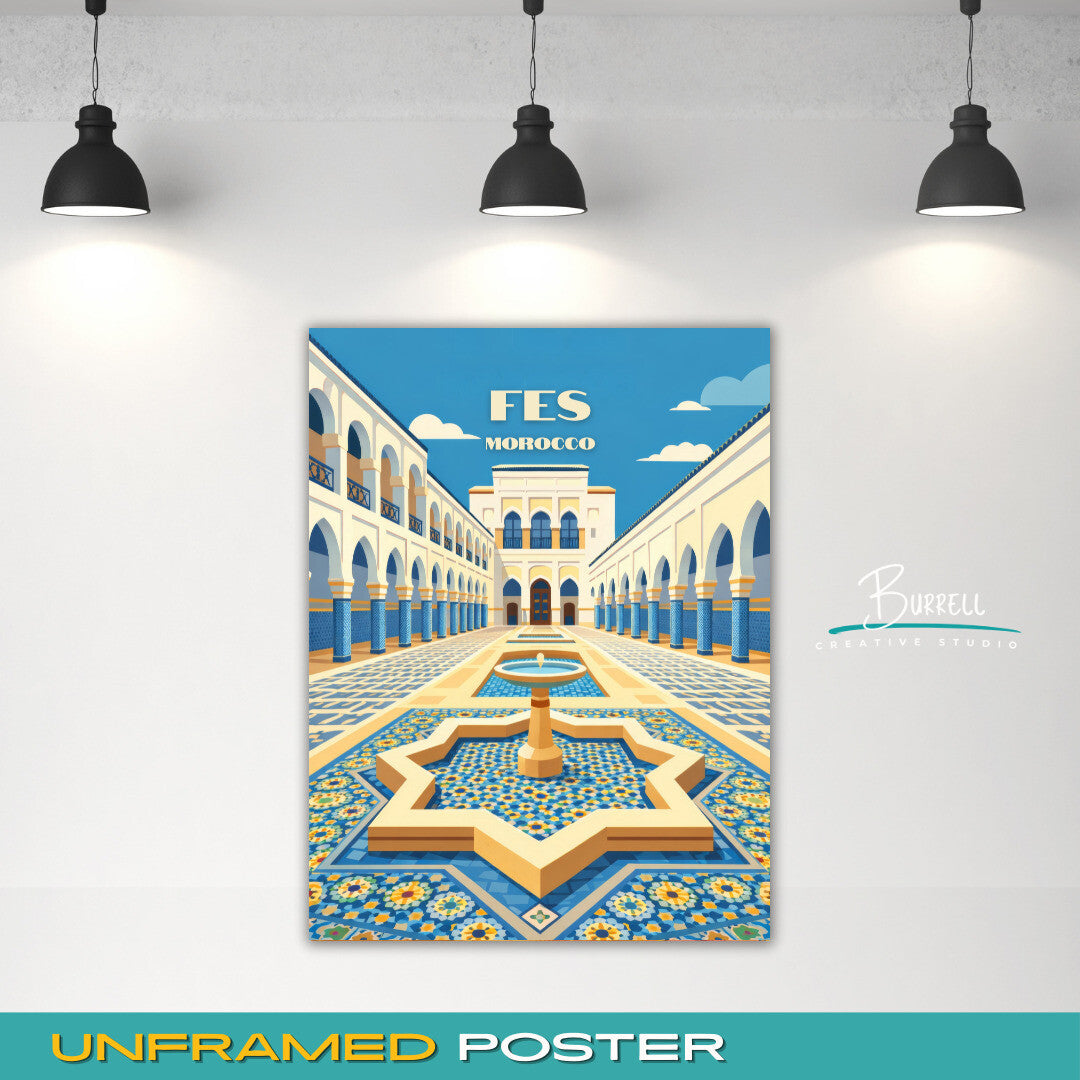 Fes Morocco Mokri Palace Travel Poster & Wall Art Poster Print