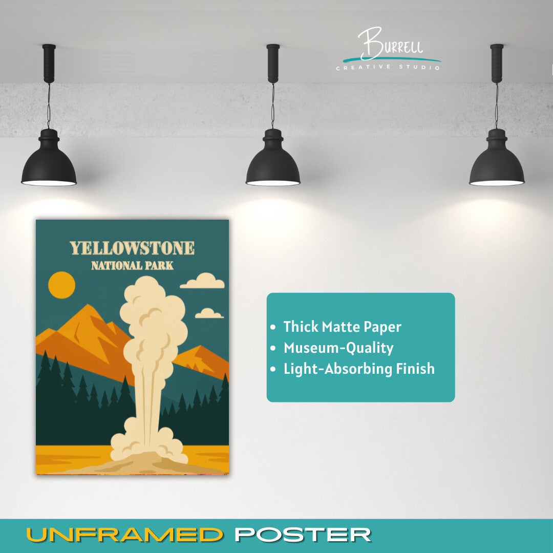 Yellowstone National Park Wyoming Landscape Travel Posters & Wall Art Poster Print