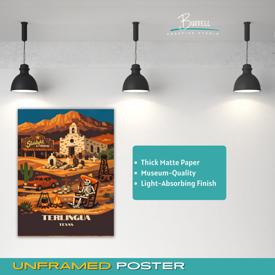 Terlingua Texas Unique Attractions Travel Poster & Wall Art Poster Print