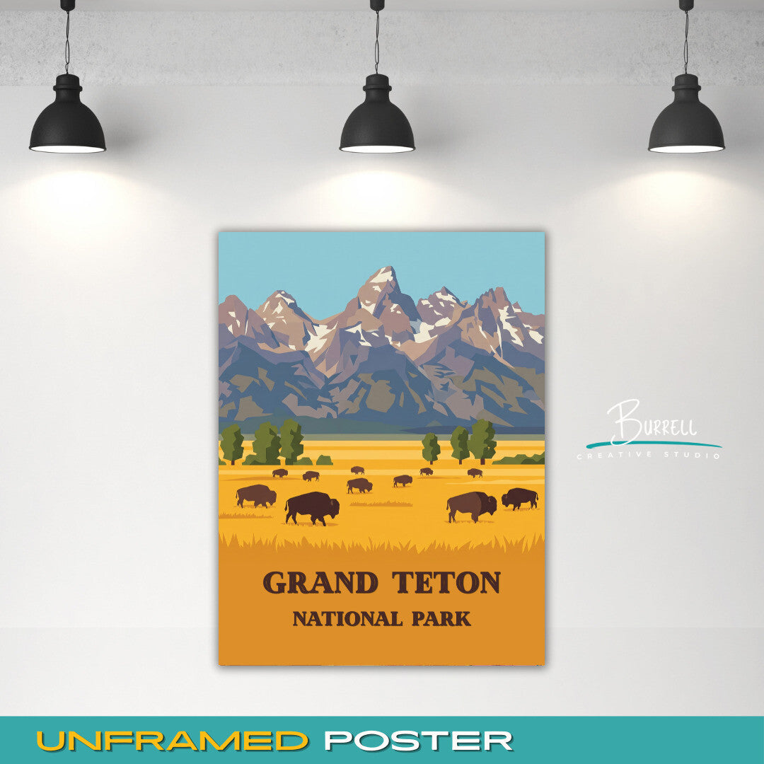 Grand Teton National Park Wyoming Scenery Travel Posters & Wall Art Poster Print