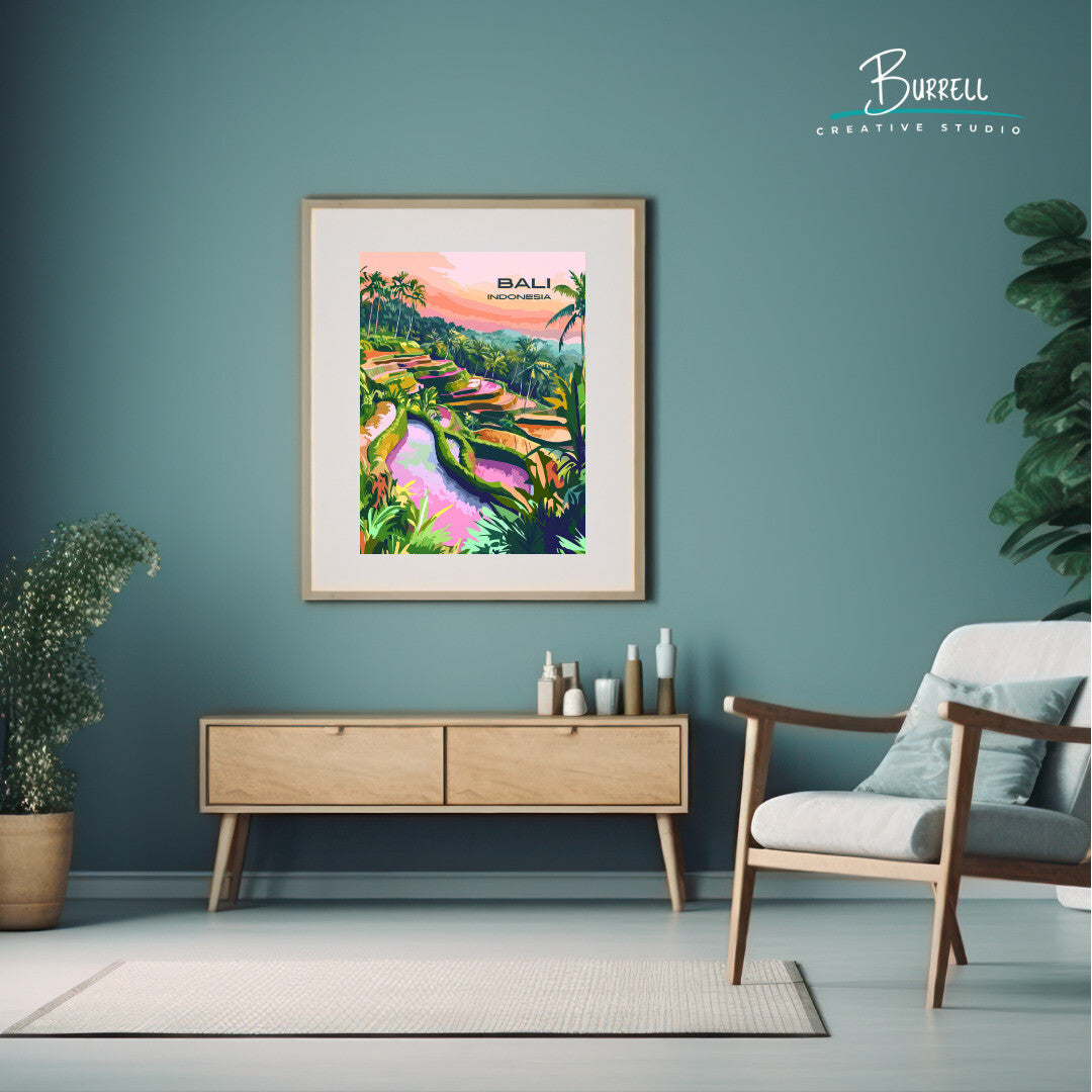 Tegalalang Bali Rice Terraces Travel Poster & Wall Art Poster Print