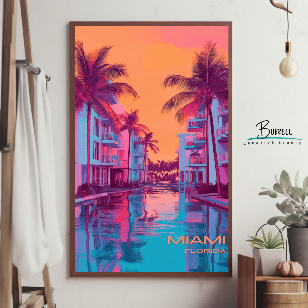 Miami Florida Beach Life Travel Poster & Wall Art Poster Print