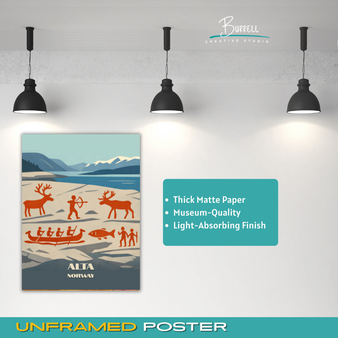 Alta Norway Rock Carvings Travel Poster & Wall Art Poster Print