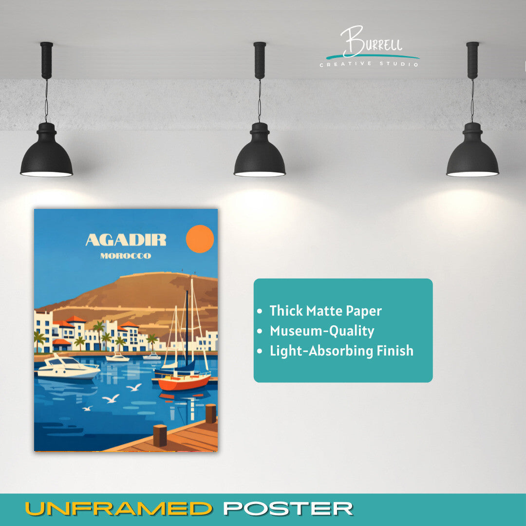Agadir Morocco Marina Travel Poster & Wall Art Poster Print