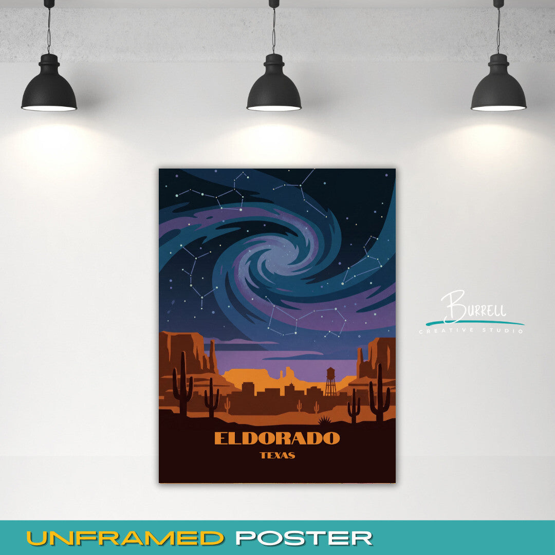 Eldorado Texas Night Skys Travel Posters & Wall Art Poster Print