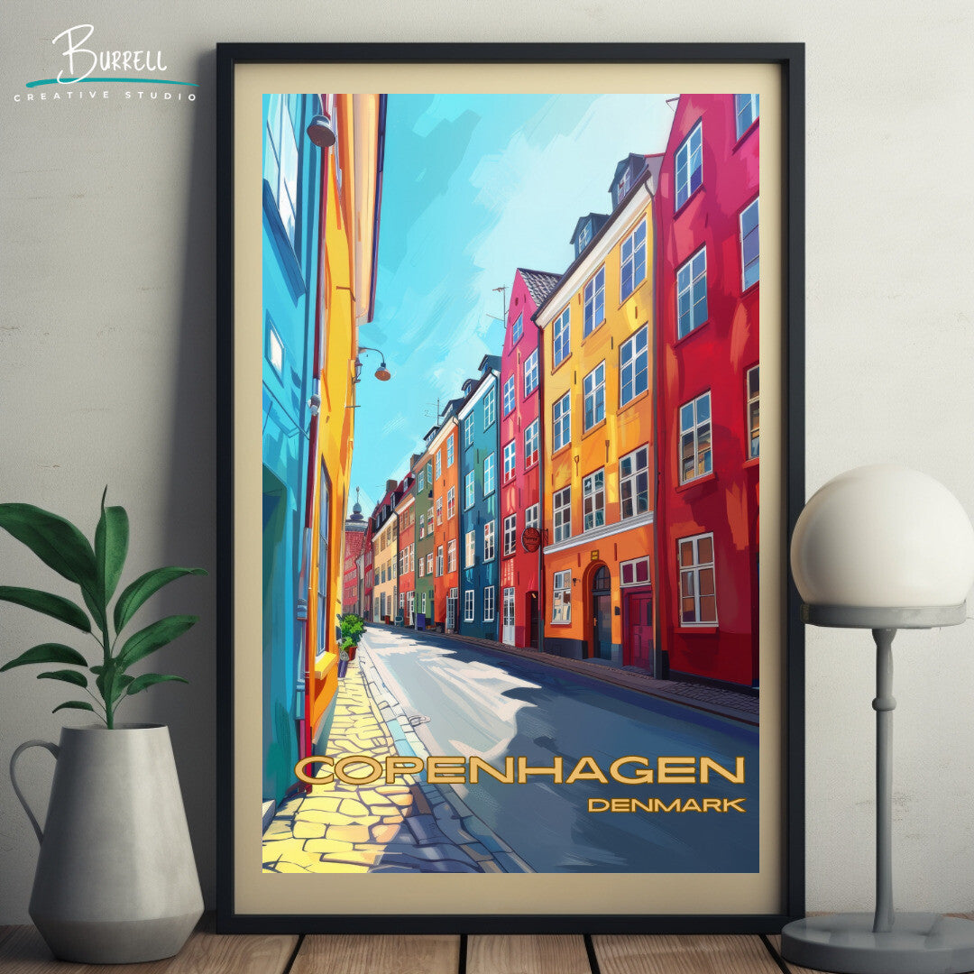 Copenhagen Denmark Architecture Travel Poster & Wall Art Poster Print