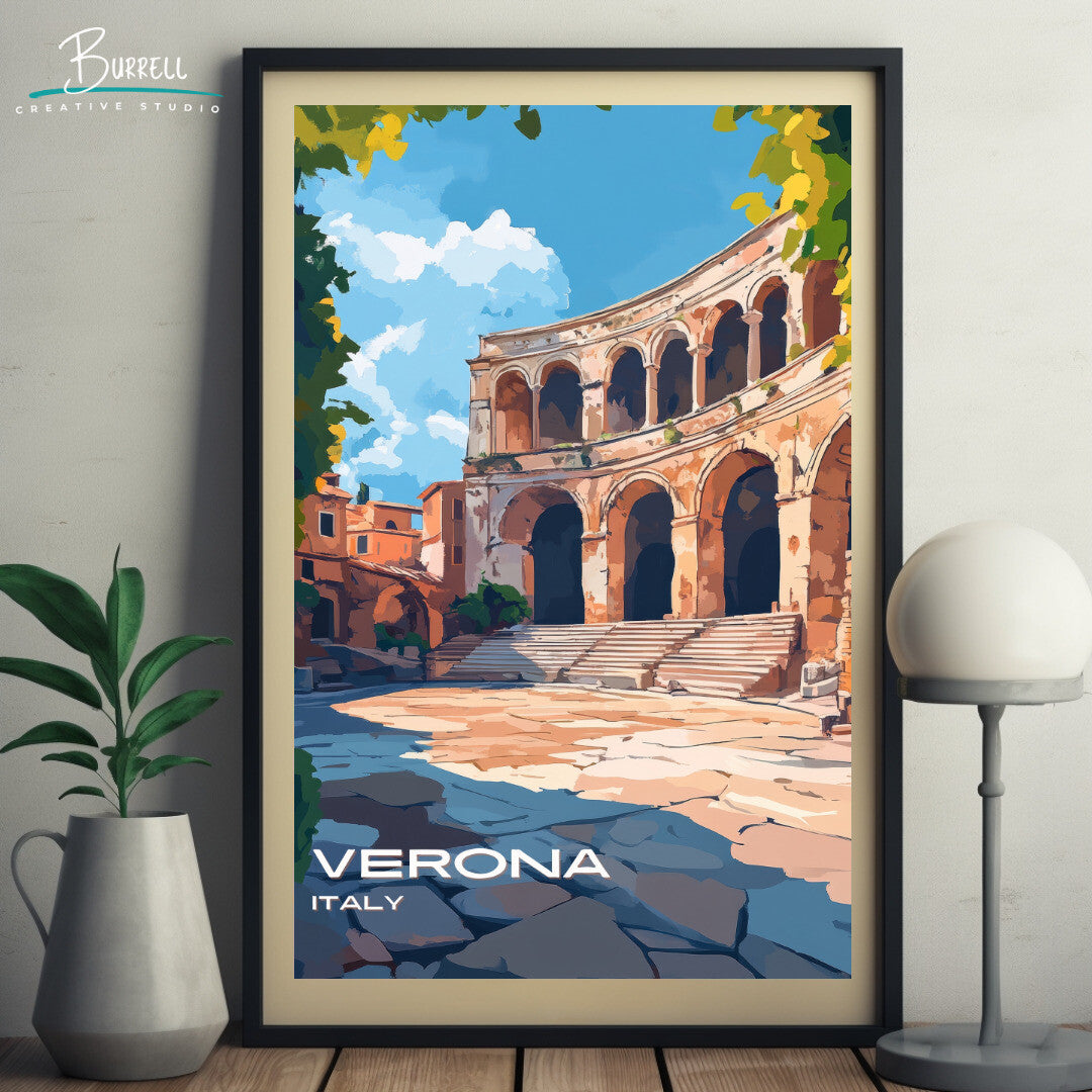 Verona Italy Arena Travel Poster & Wall Art Poster Print