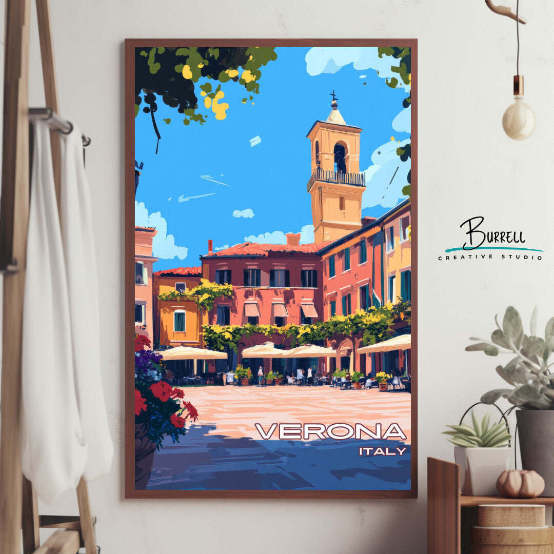 Verona Italy Architecture Travel Poster & Wall Art Poster Print