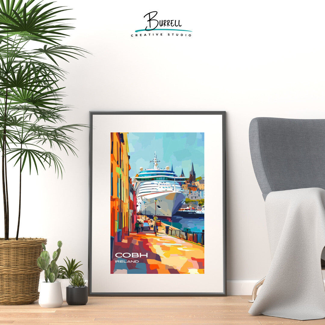 Cobh Ireland Harbor Cruise Travel Poster & Wall Art Poster Print