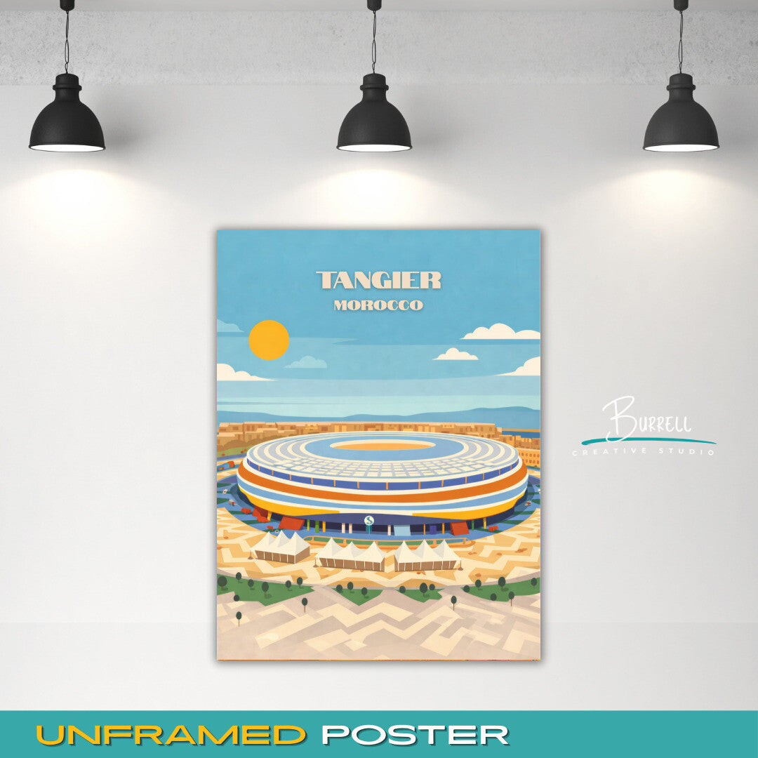 Tangier Morocco Grand Stadium Travel Poster & Wall Art Poster Print