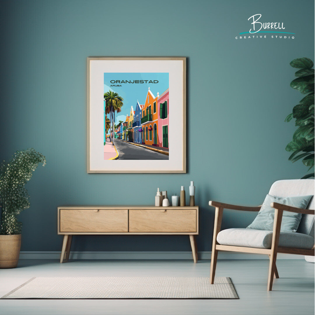 Oranjestad Aruba Dutch Architecture Travel Poster & Wall Art Poster Print