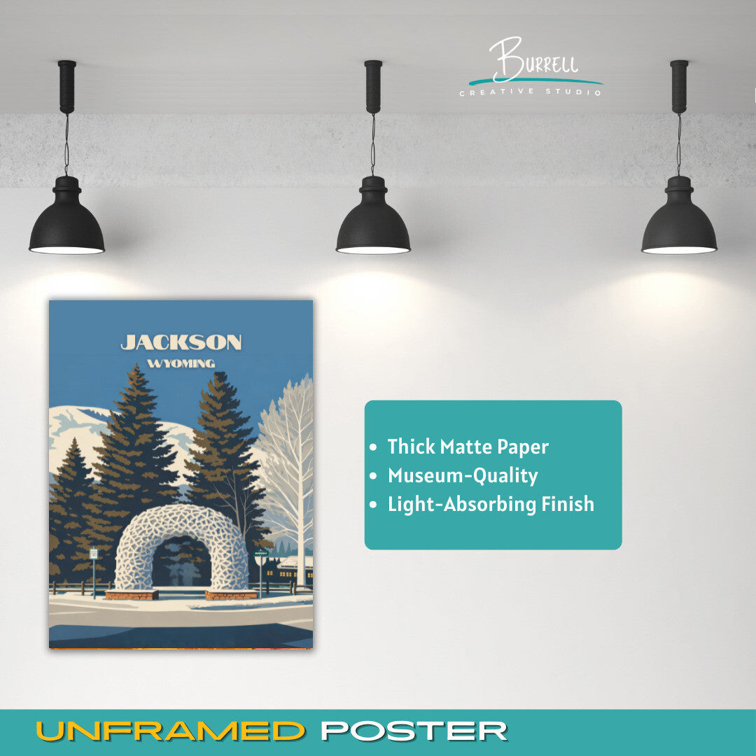 Jackson Wyoming Hole Elk Antler Arch Travel Posters & Wall Art Poster Print