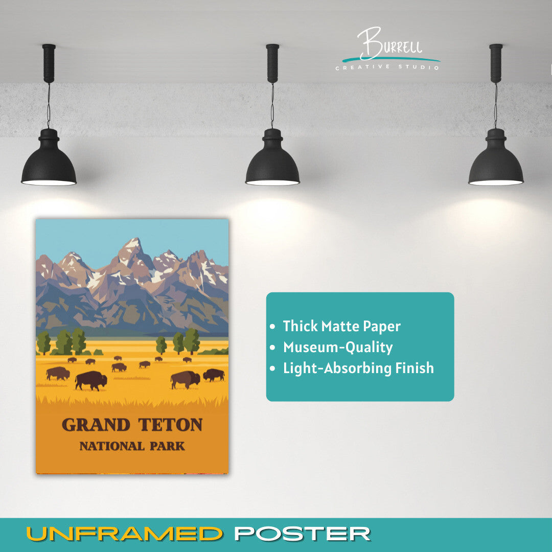 Grand Teton National Park Wyoming Scenery Travel Posters & Wall Art Poster Print
