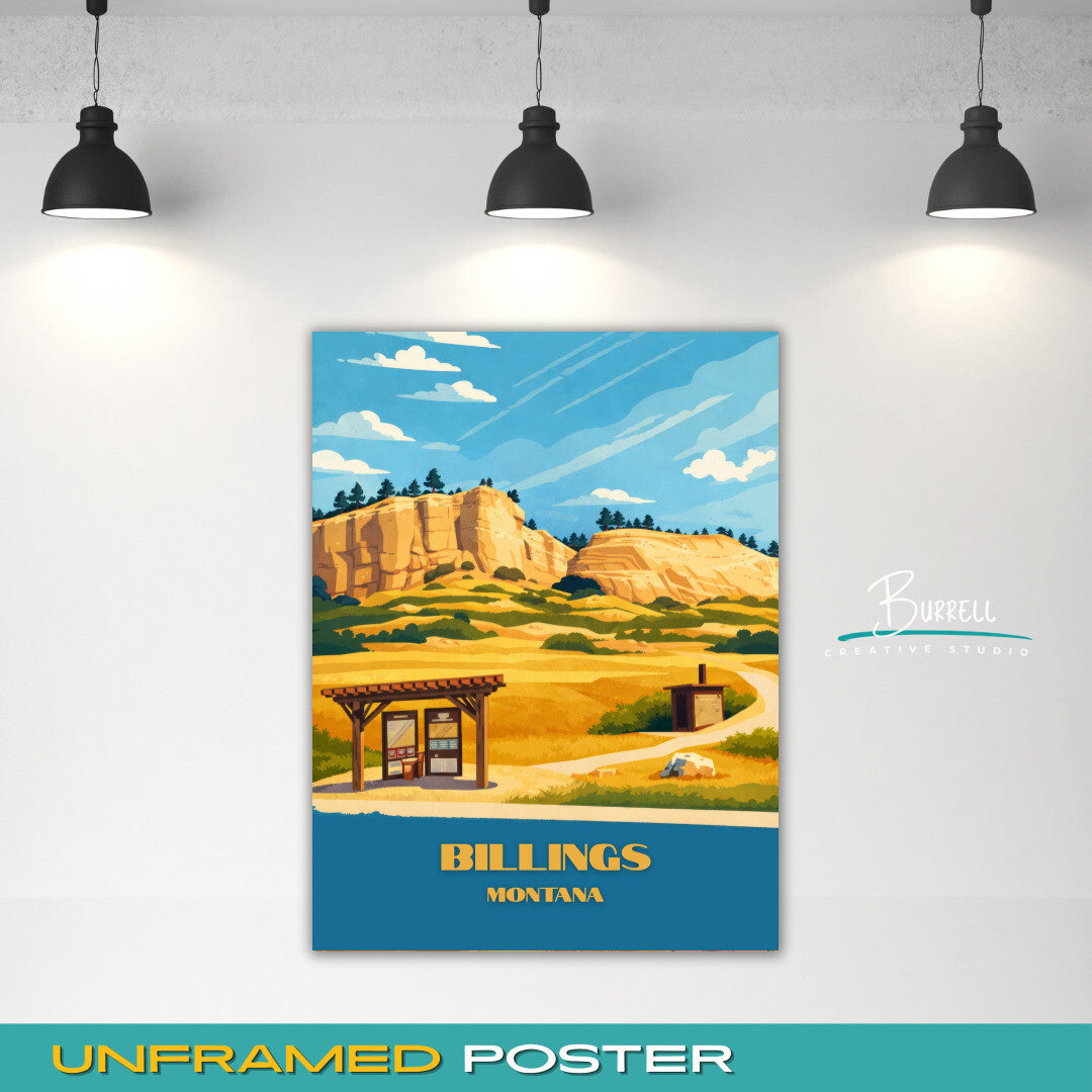 Billings Montana Pictograph Cave State Park Travel Posters & Wall Art Poster Print