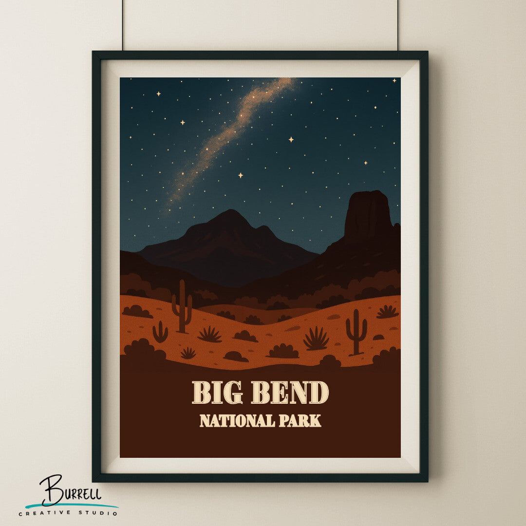 Big Bend National Park Texas Night Sky Travel Posters & Wall Art Poster Print