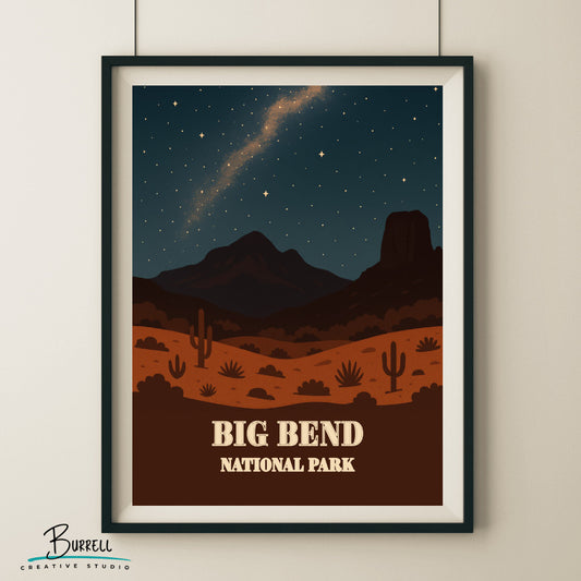 Big Bend National Park Texas Night Sky Travel Posters & Wall Art Poster Print