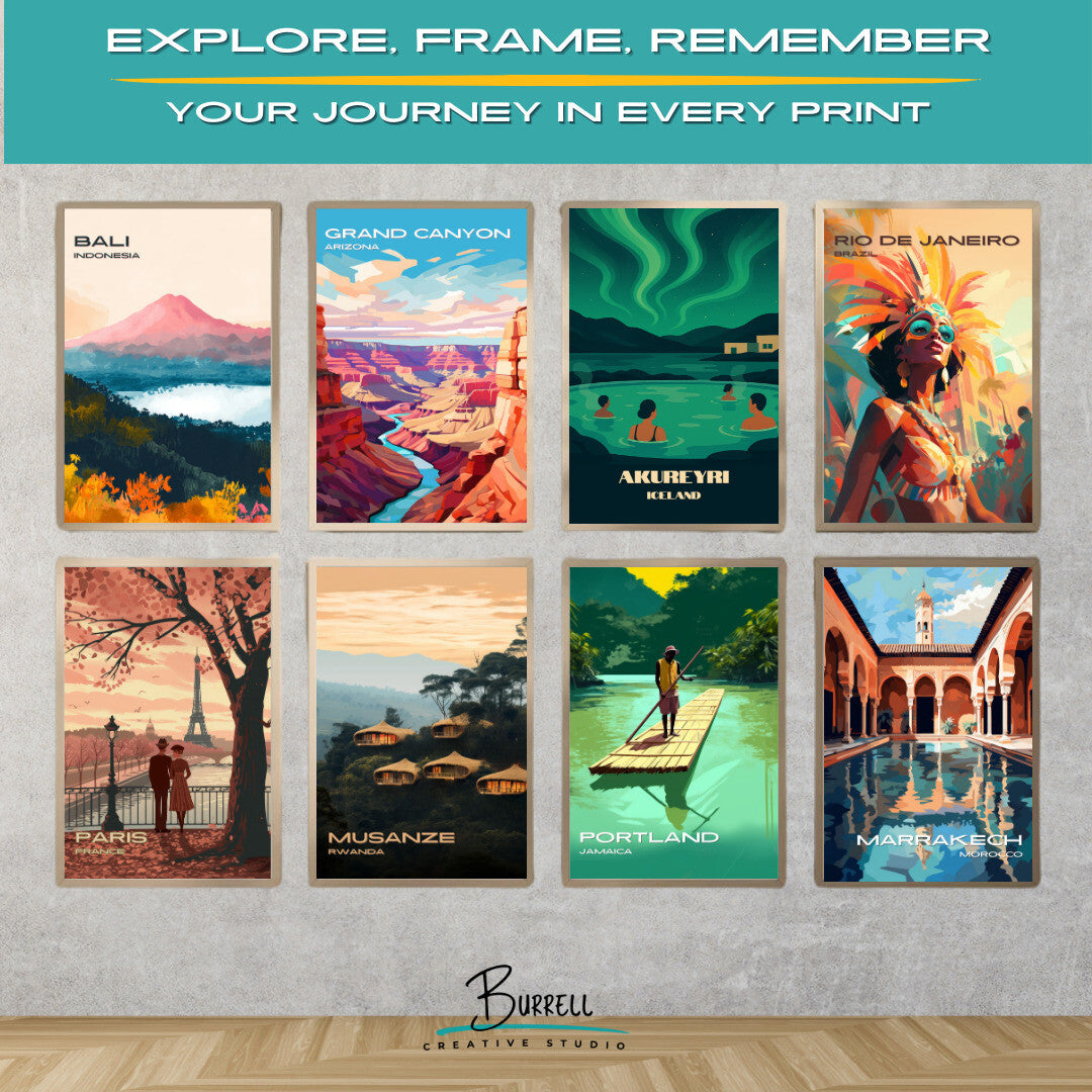 Akureyri Iceland Geothermal Spas Travel Poster & Wall Art Poster Print