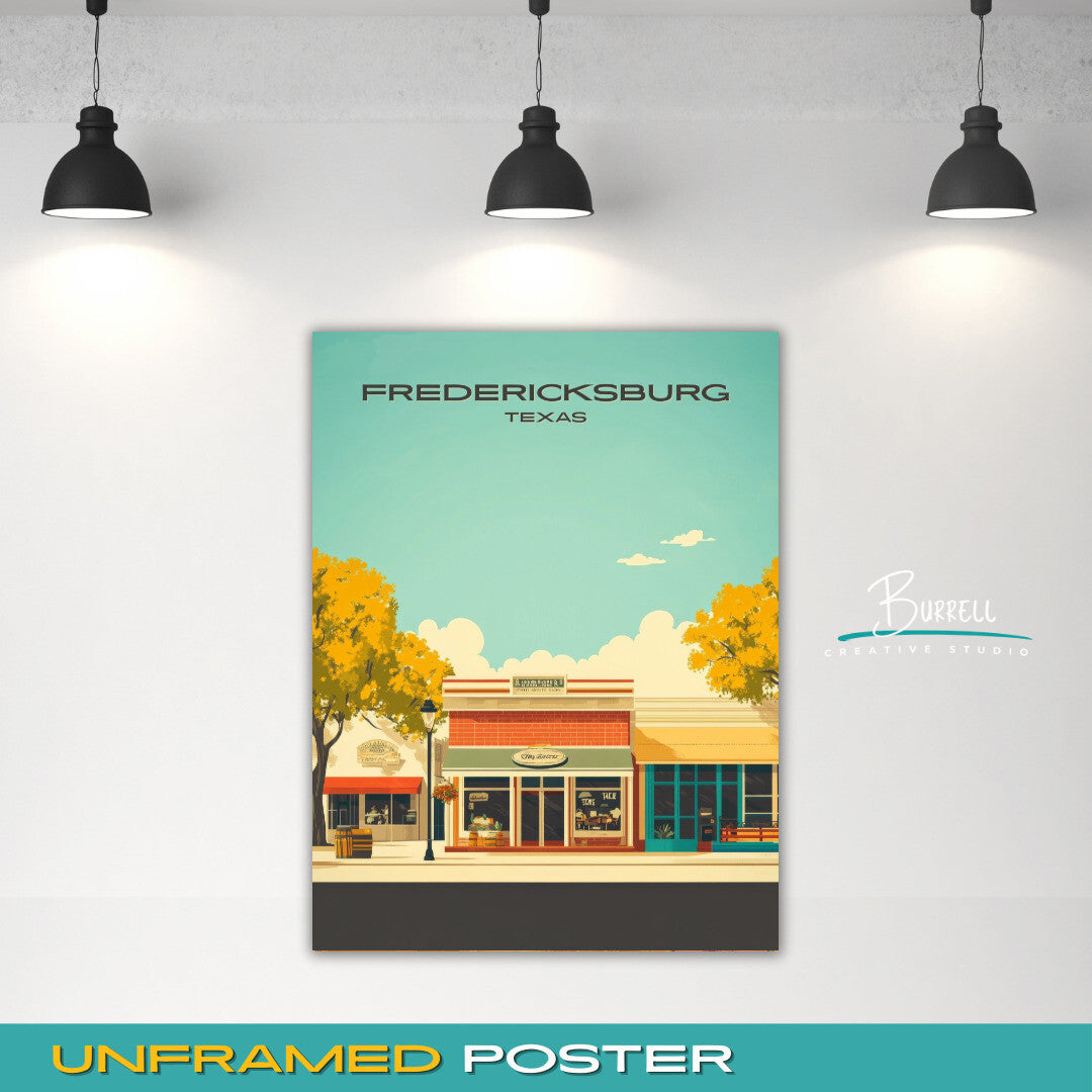 Fredericksburg Texas Historic Charm Travel Poster & Wall Art Poster Print