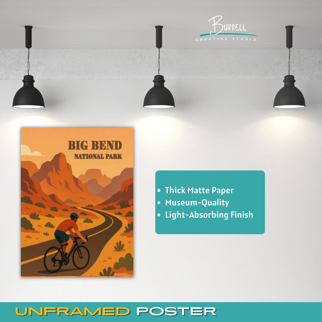 Big Bend National Park Texas Cycling Travel Posters & Wall Art Poster Print