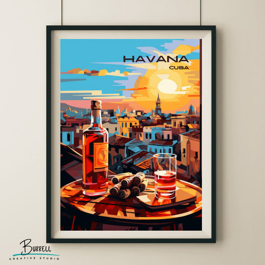 Havana Cuba Rum And Cigars Travel Poster & Wall Art Poster Print