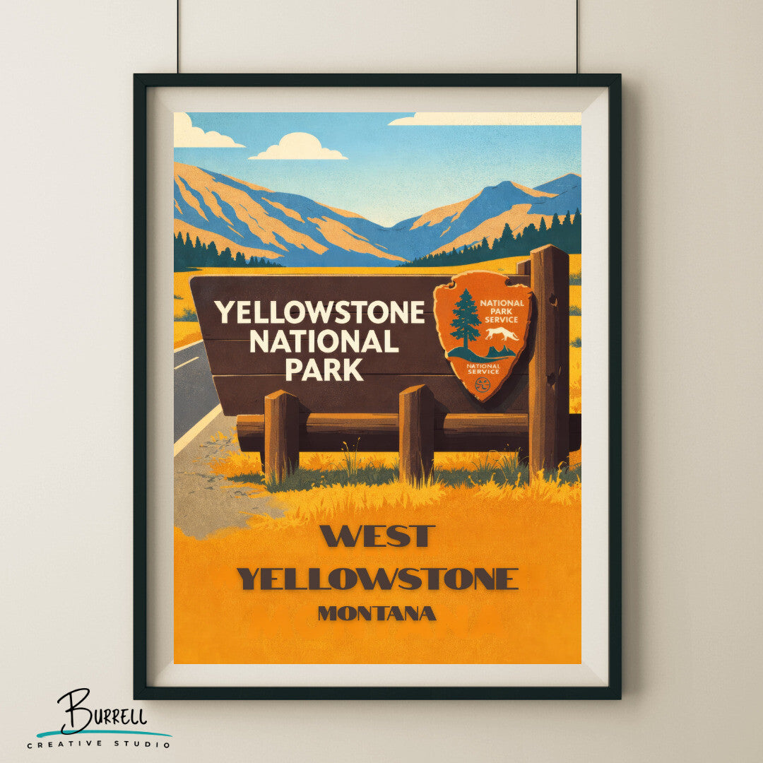 West Yellowstone Montana Park Entrance Travel Posters & Wall Art Poster Print