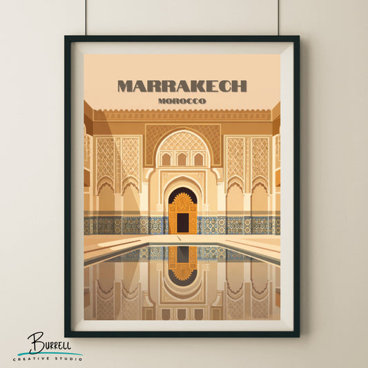 Marrakech Morocco Traditional Architecture Travel Poster & Wall Art Poster Print