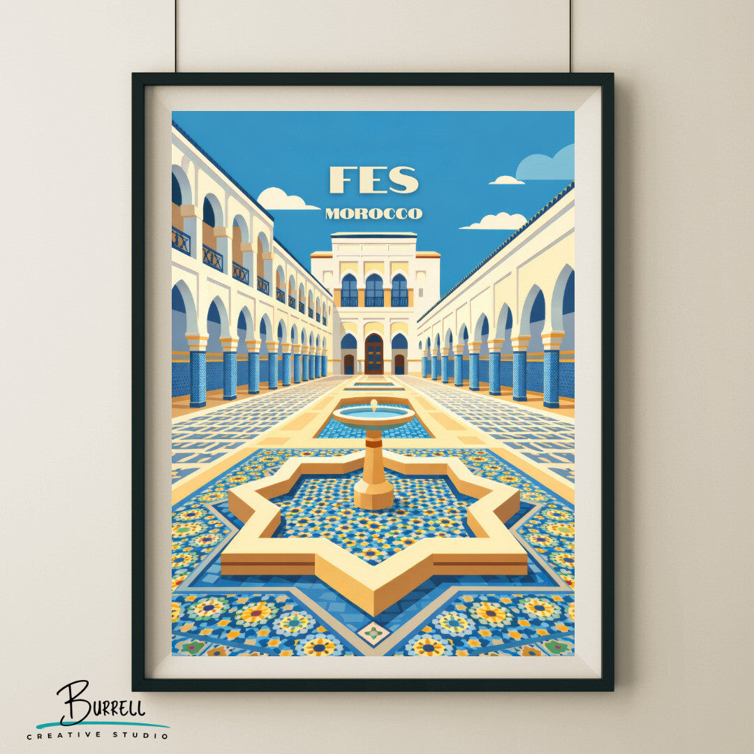 Fes Morocco Mokri Palace Travel Poster & Wall Art Poster Print