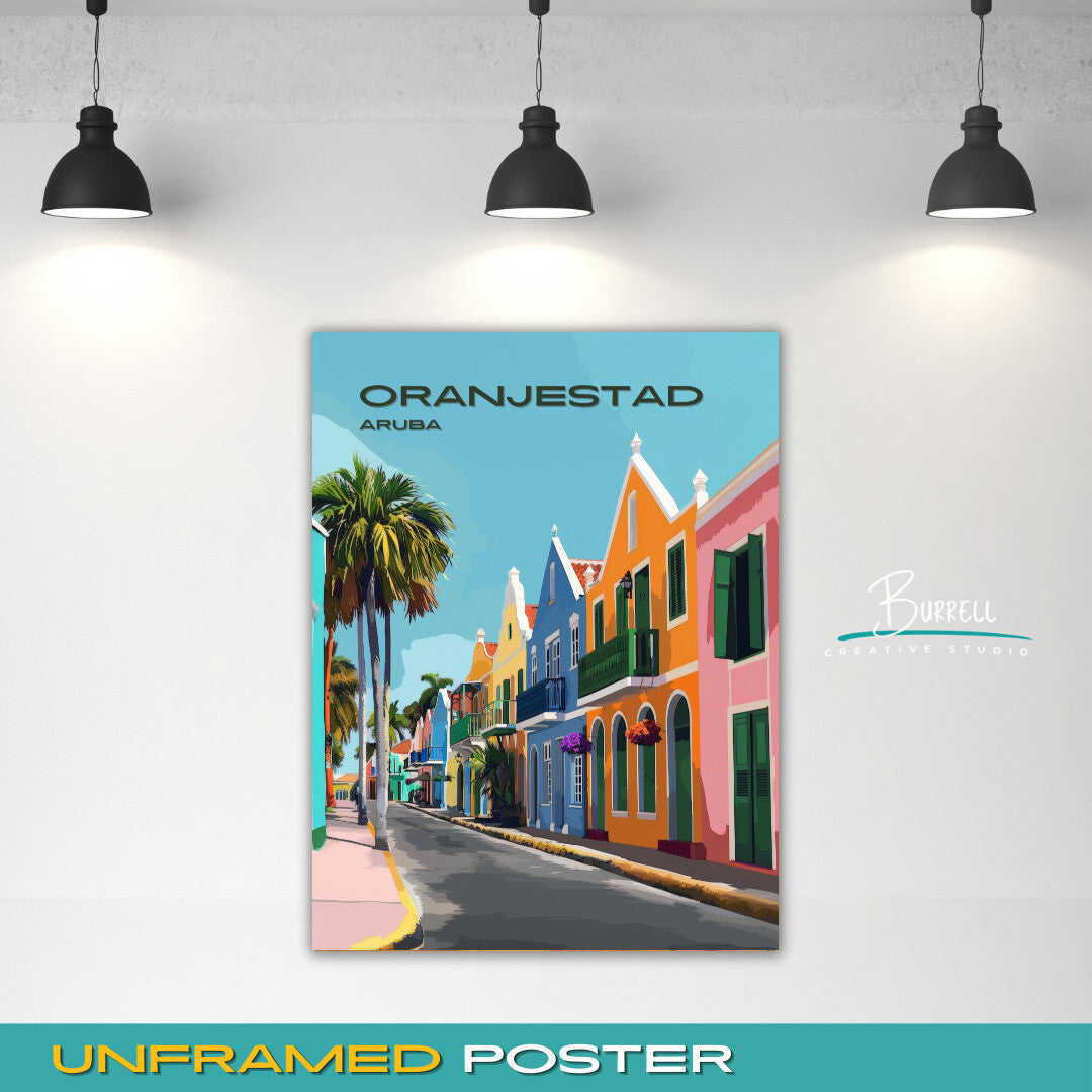 Oranjestad Aruba Dutch Architecture Travel Poster & Wall Art Poster Print