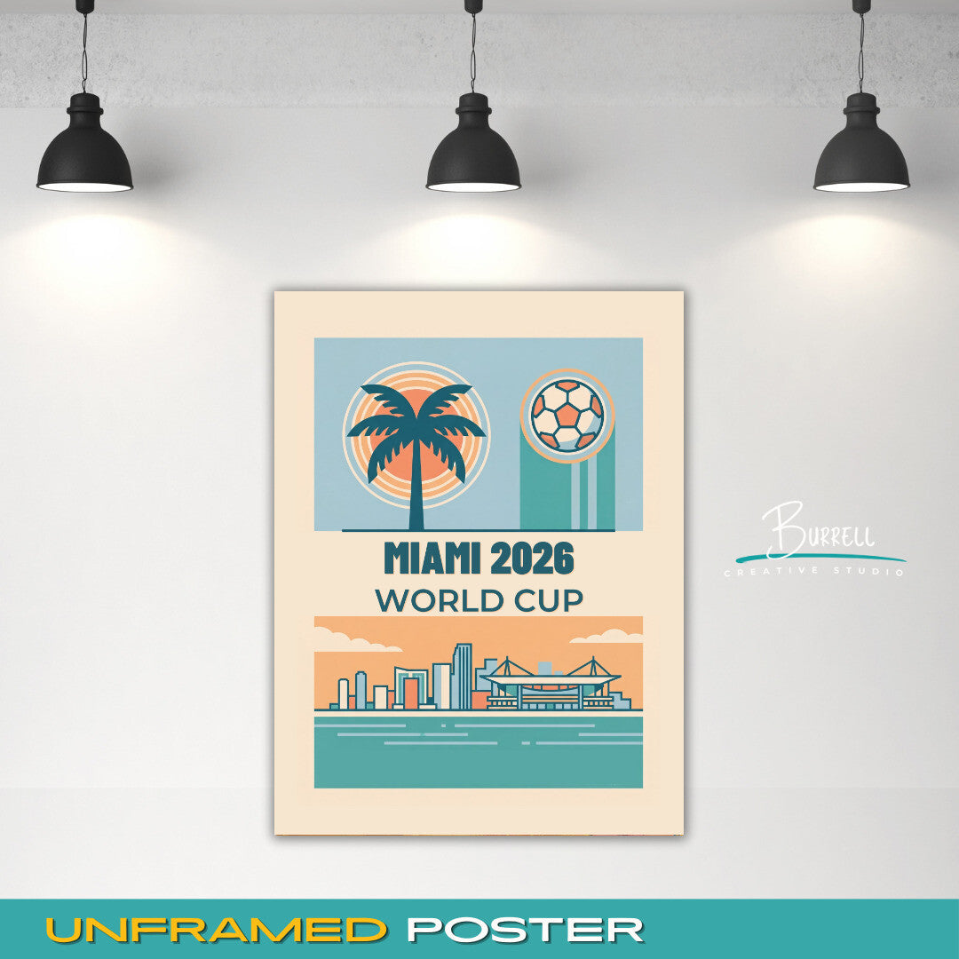 Miami United States 2026 World Cup Mimimalist Football Posters & Wall Art Poster Print