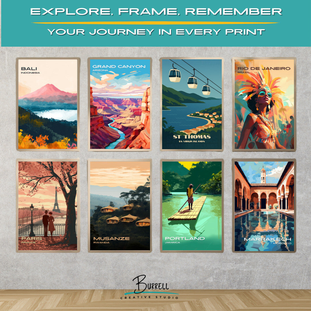 St Thomas US Virgin Islands Paradise Point Travel Poster & Wall Art Poster Print