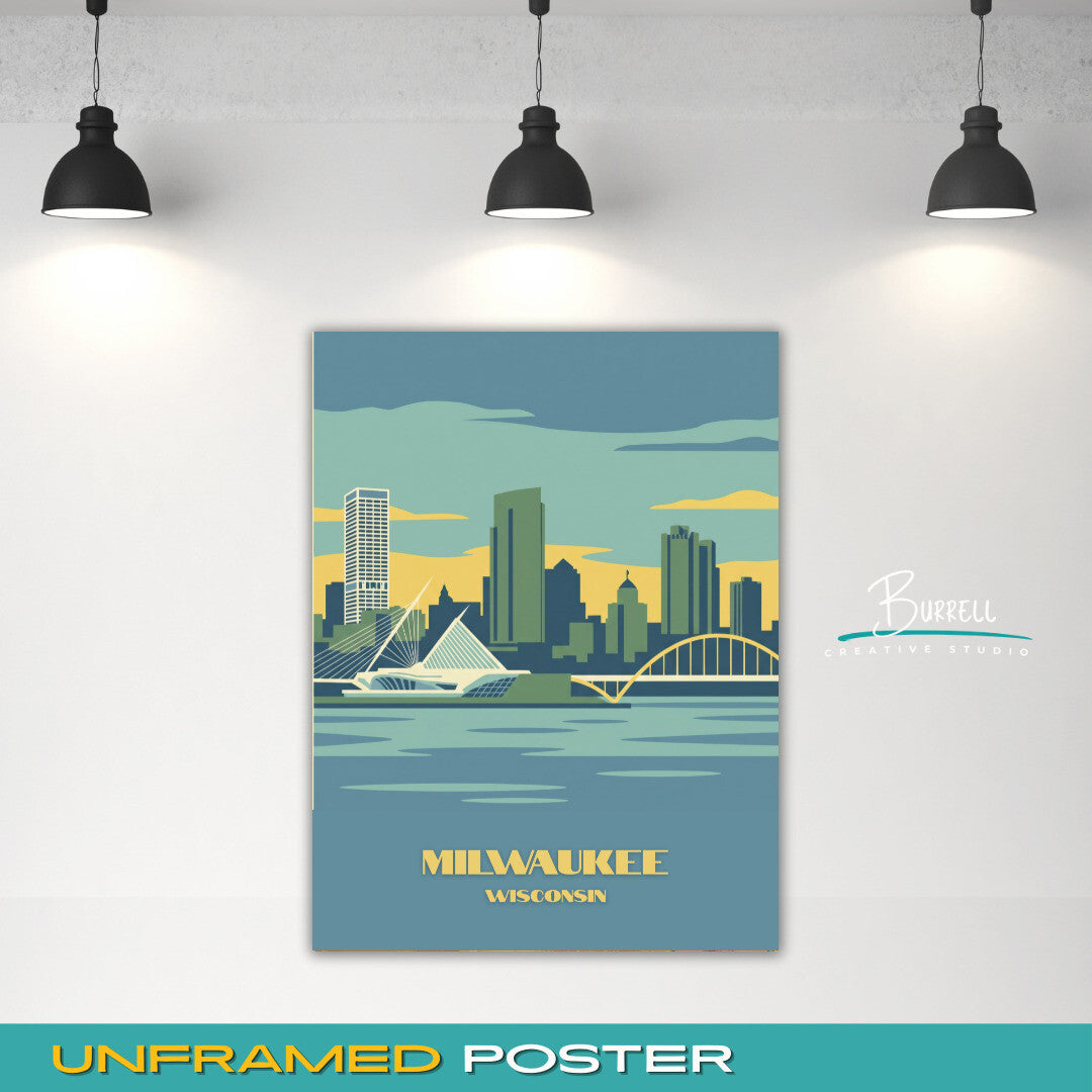 Milwaukee Wisconsin Lake View Travel Posters & Wall Art Poster Print