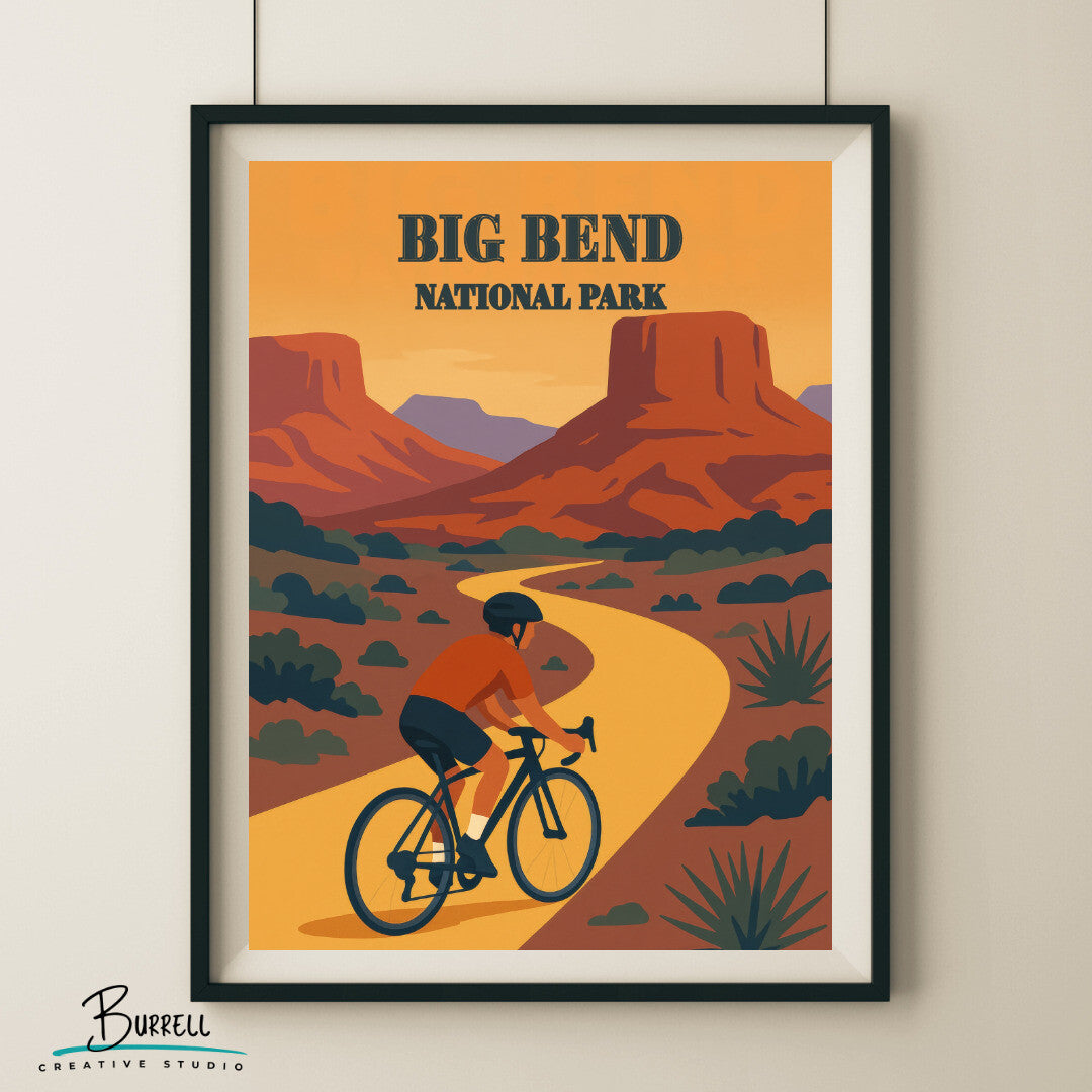 Big Bend National Park Texas Dirt Biking Travel Posters & Wall Art Poster Print
