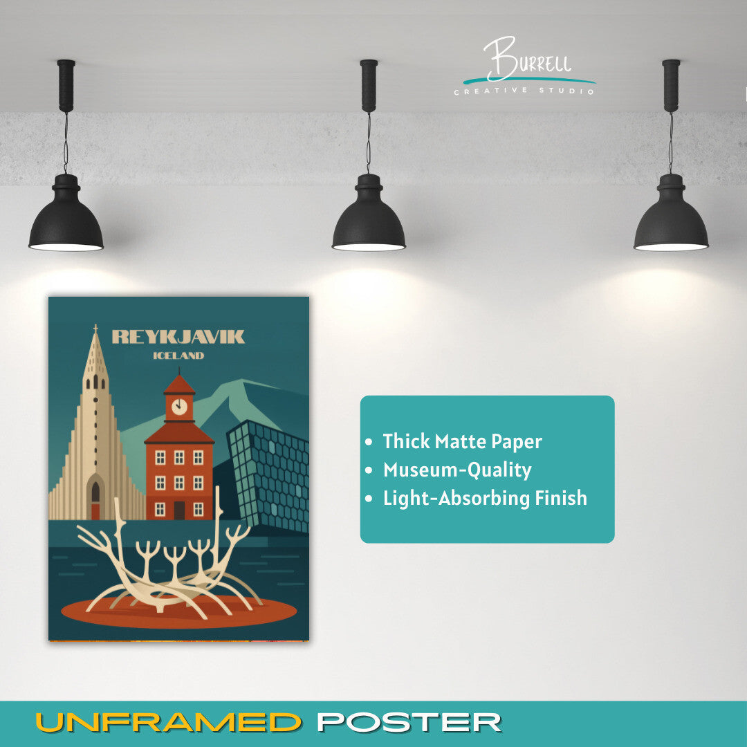 Reykjavik Iceland Unique Attractions Travel Poster & Wall Art Poster Print