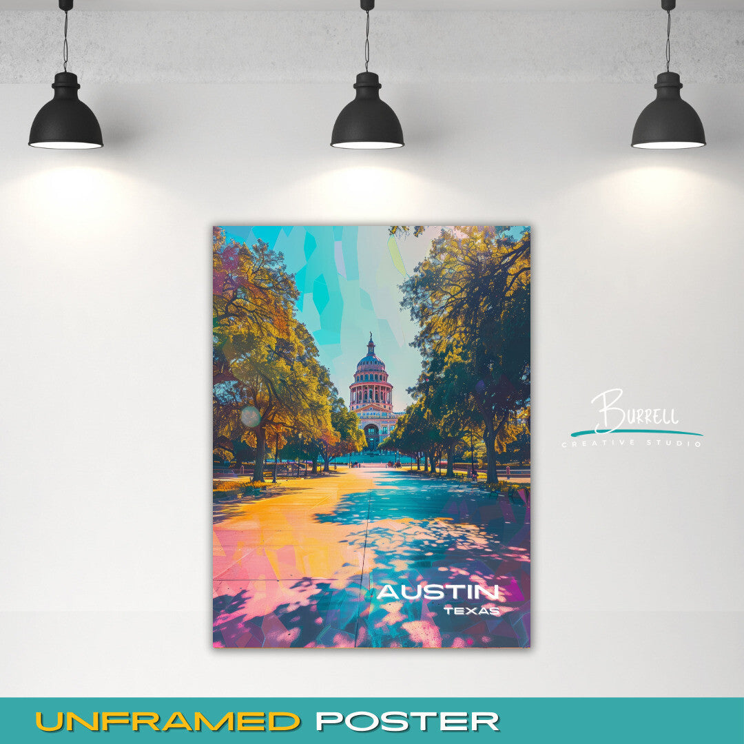 Austin Texas Capital Building Travel Poster & Wall Art Poster Print