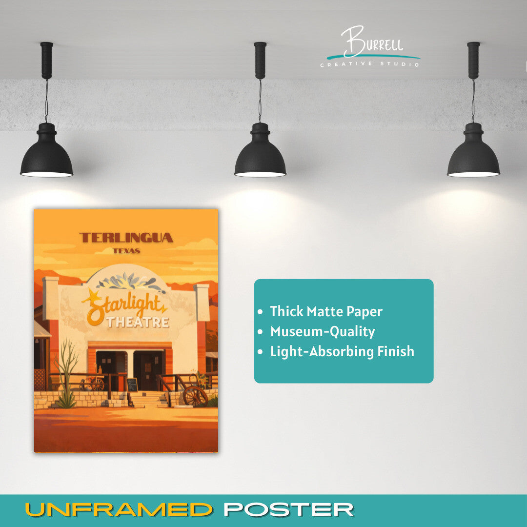 Terlingua Texas Starlight Theatre Restaurant Travel Poster & Wall Art Poster Print