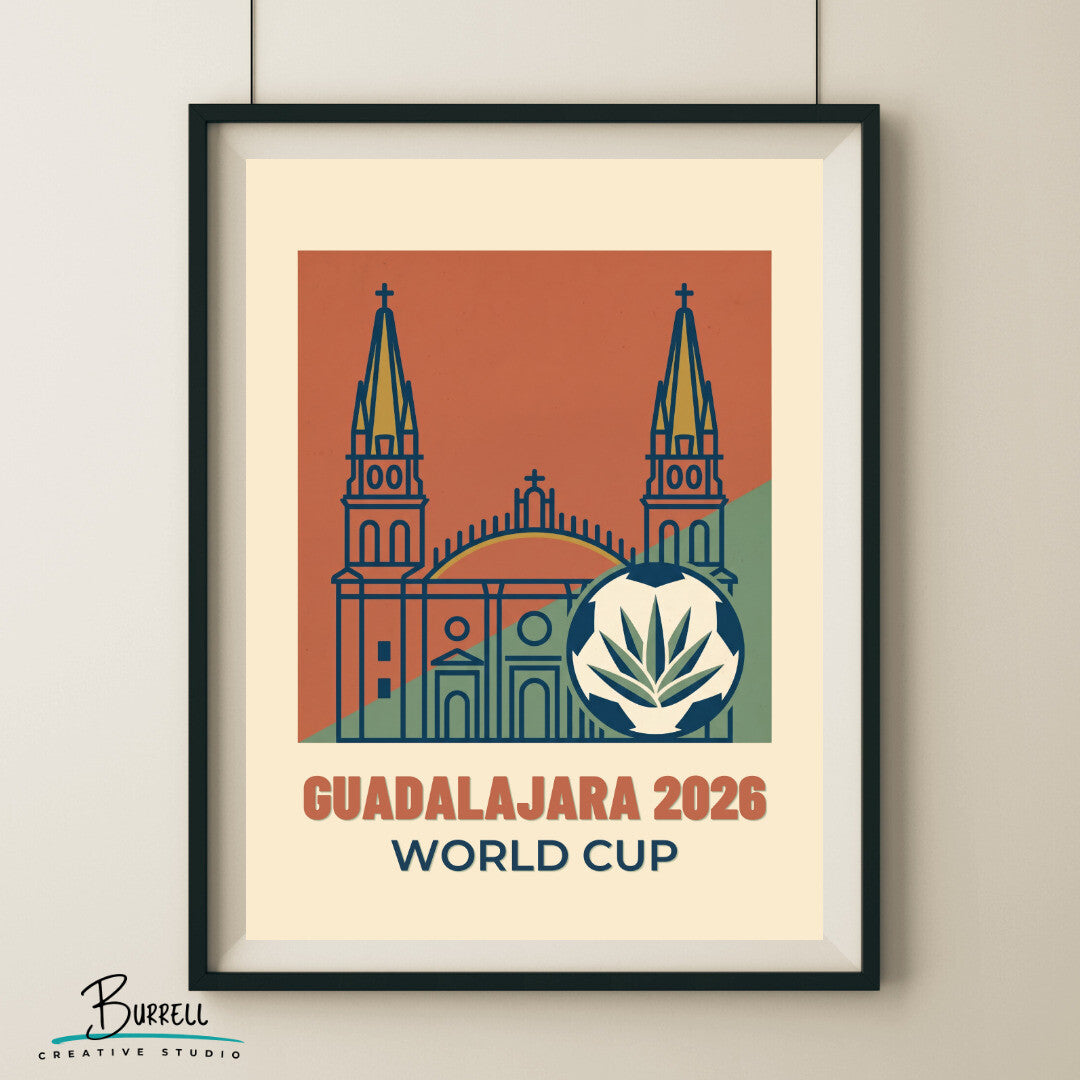 Guadalajara Mexico 2026 World Cup Mimimalist Football Posters & Wall Art Poster Print