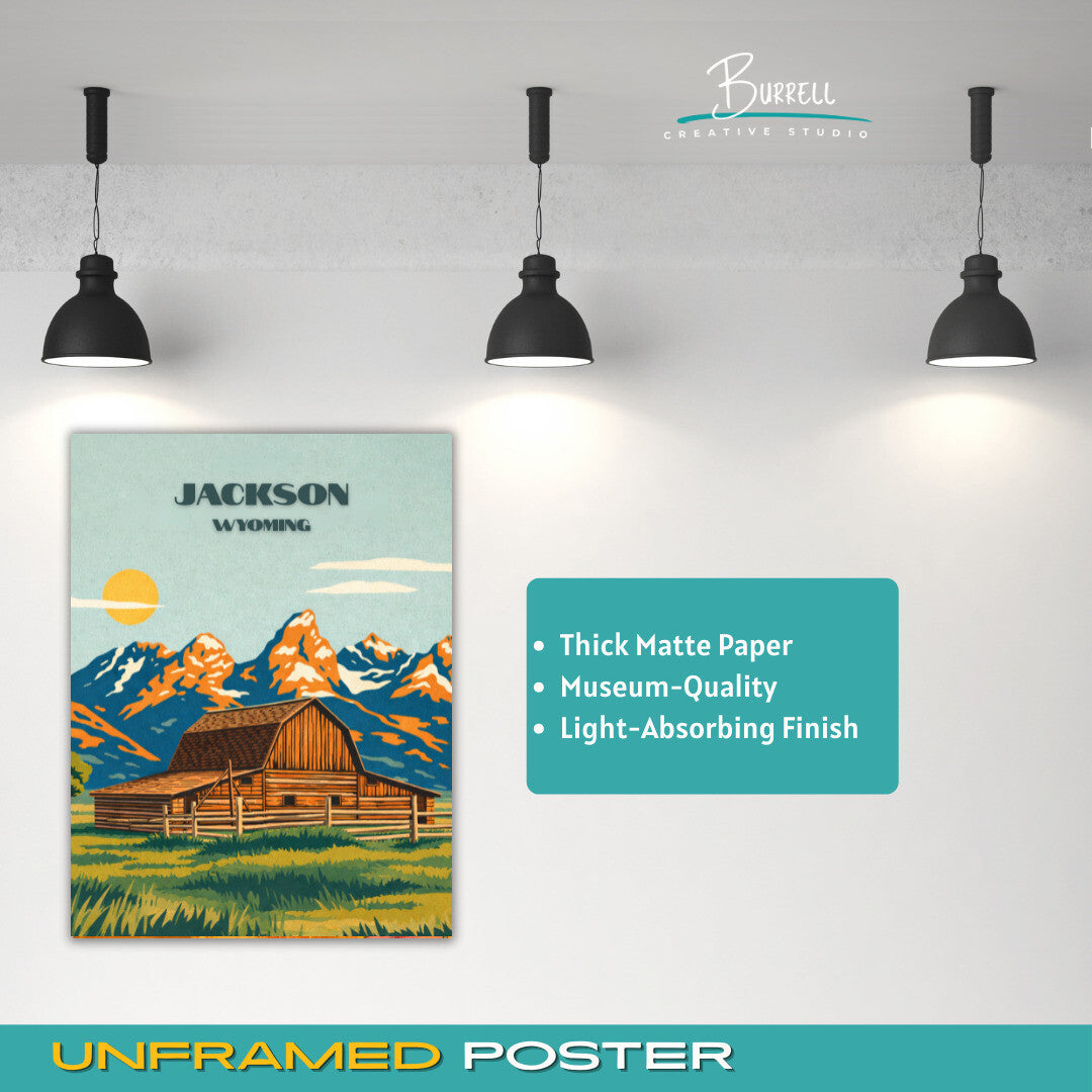 Jackson Wyoming Historic John Moulton Barn Travel Posters & Wall Art Poster Print
