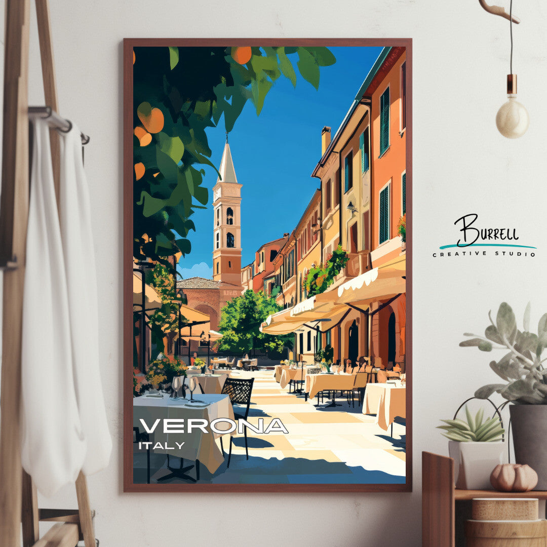 Verona Italy Piazza delle Erbe Travel Poster & Wall Art Poster Print