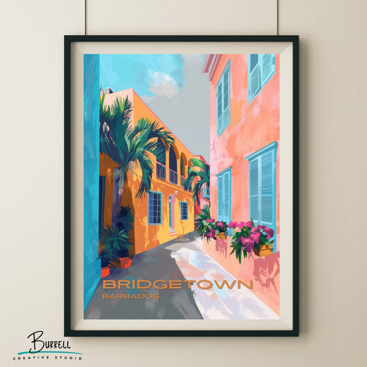 Bridgetown Barbados Island Life Travel Poster & Wall Art Poster Print