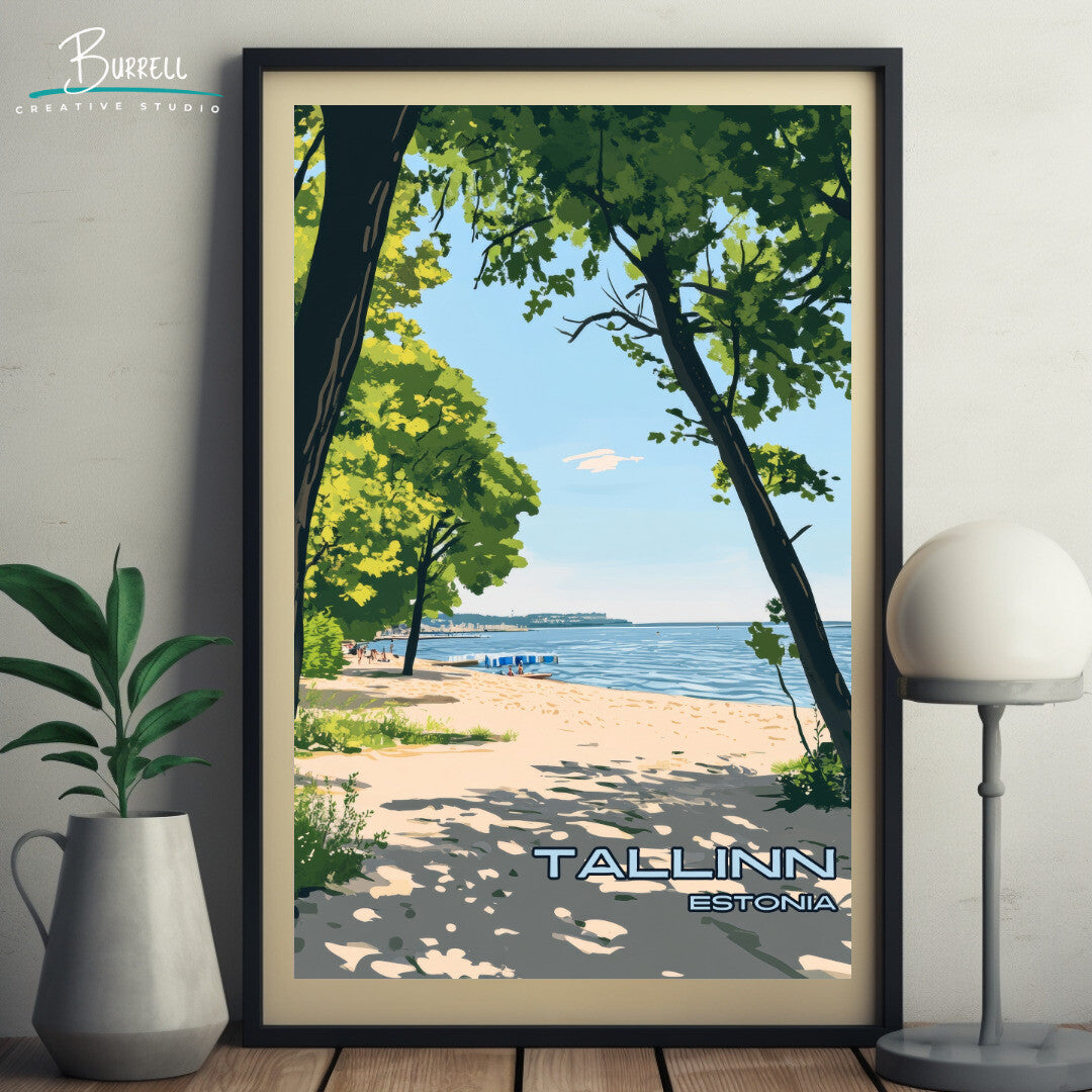 Tallinn Estonia Pirita Beach Travel Poster & Wall Art Poster Print