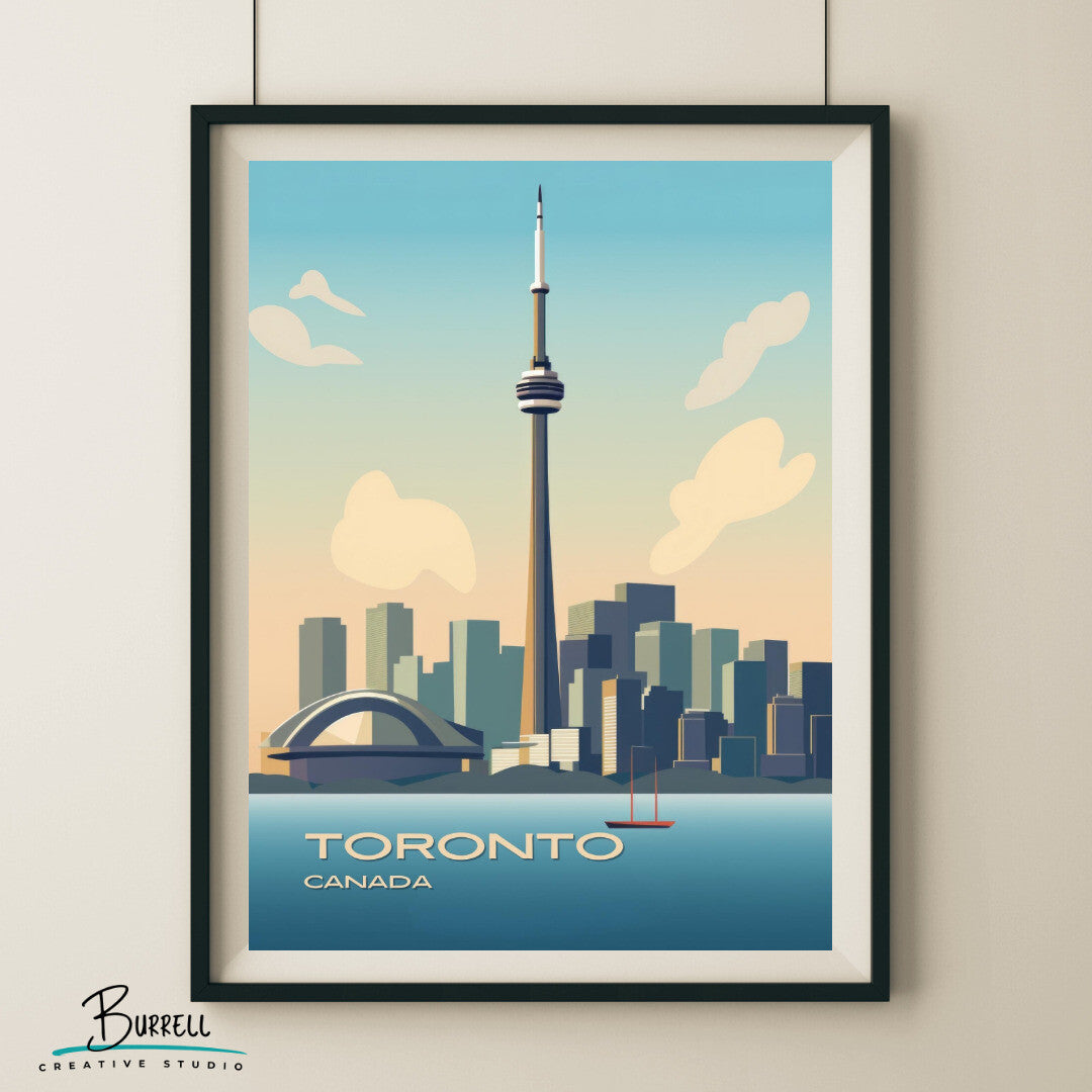 Toronto Ontario CN Tower Travel Poster & Wall Art Poster Print