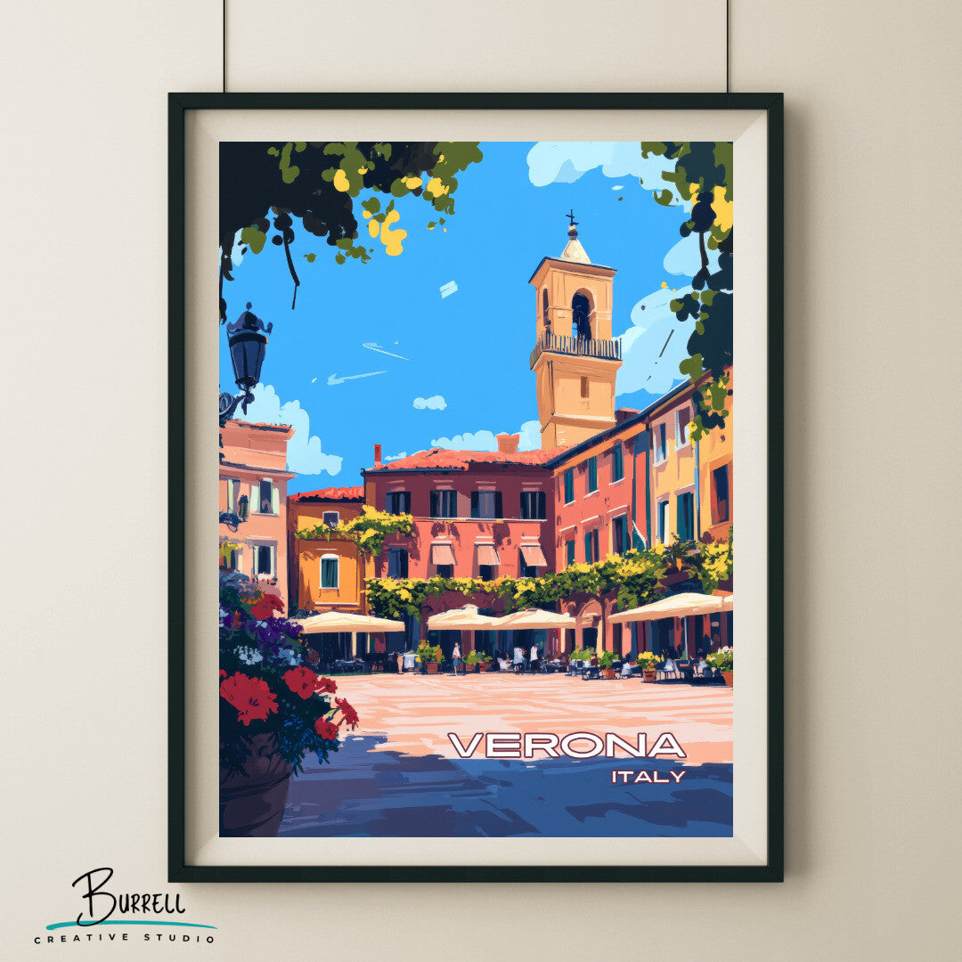 Verona Italy Architecture Travel Poster & Wall Art Poster Print