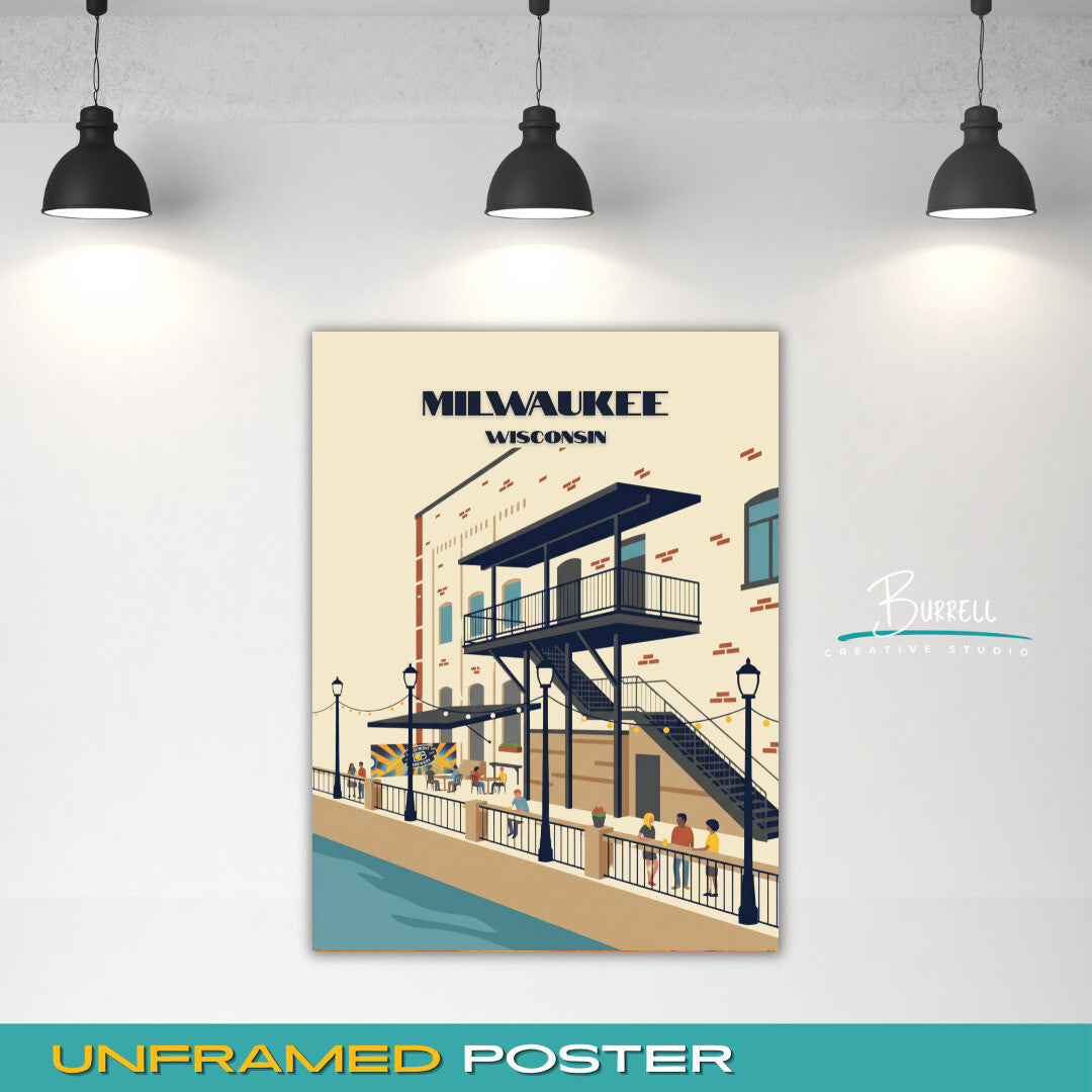Milwaukee Wisconsin Lakefront Brewery Travel Posters & Wall Art Poster Print