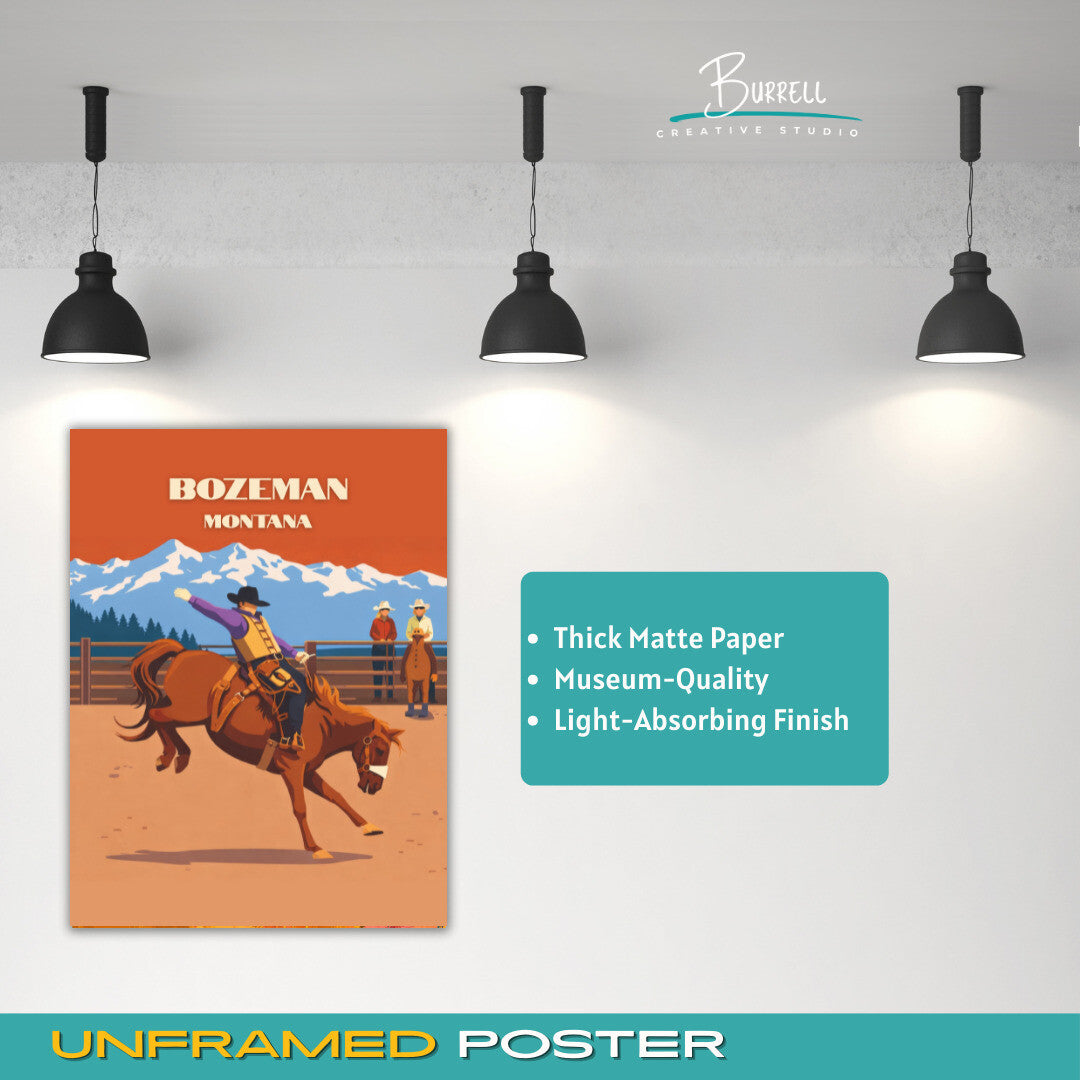Bozeman Montana Cowboy Culture Travel Posters & Wall Art Poster Print
