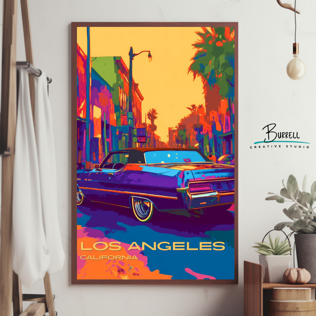 Los Angeles California Car Culture Travel Poster & Wall Art Poster Print