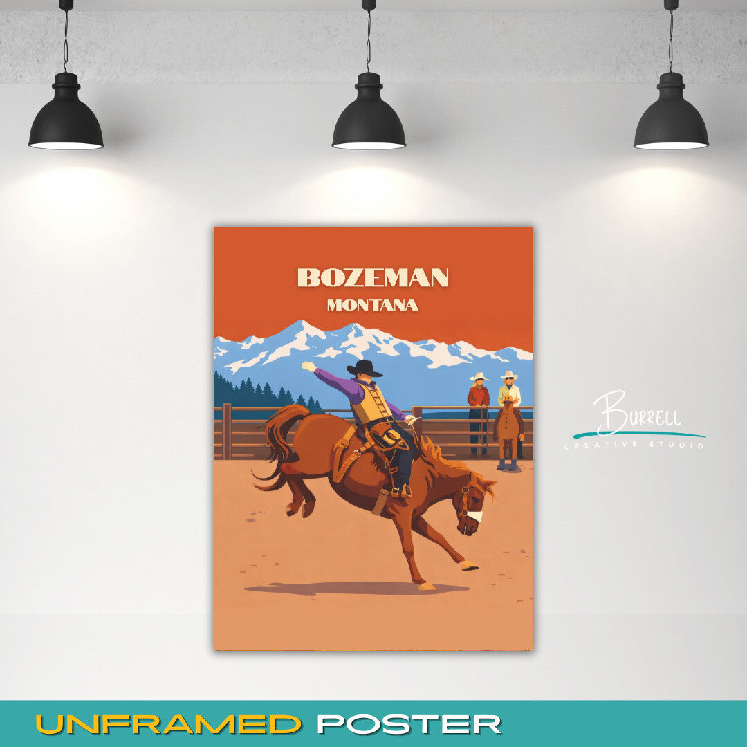 Bozeman Montana Cowboy Culture Travel Posters & Wall Art Poster Print