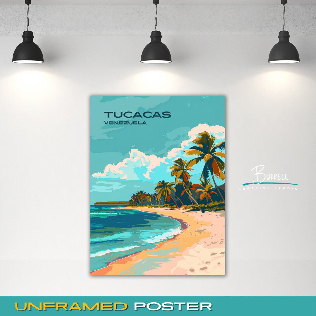 Tucacas Venezuela Beach View Travel Poster & Wall Art Poster Print